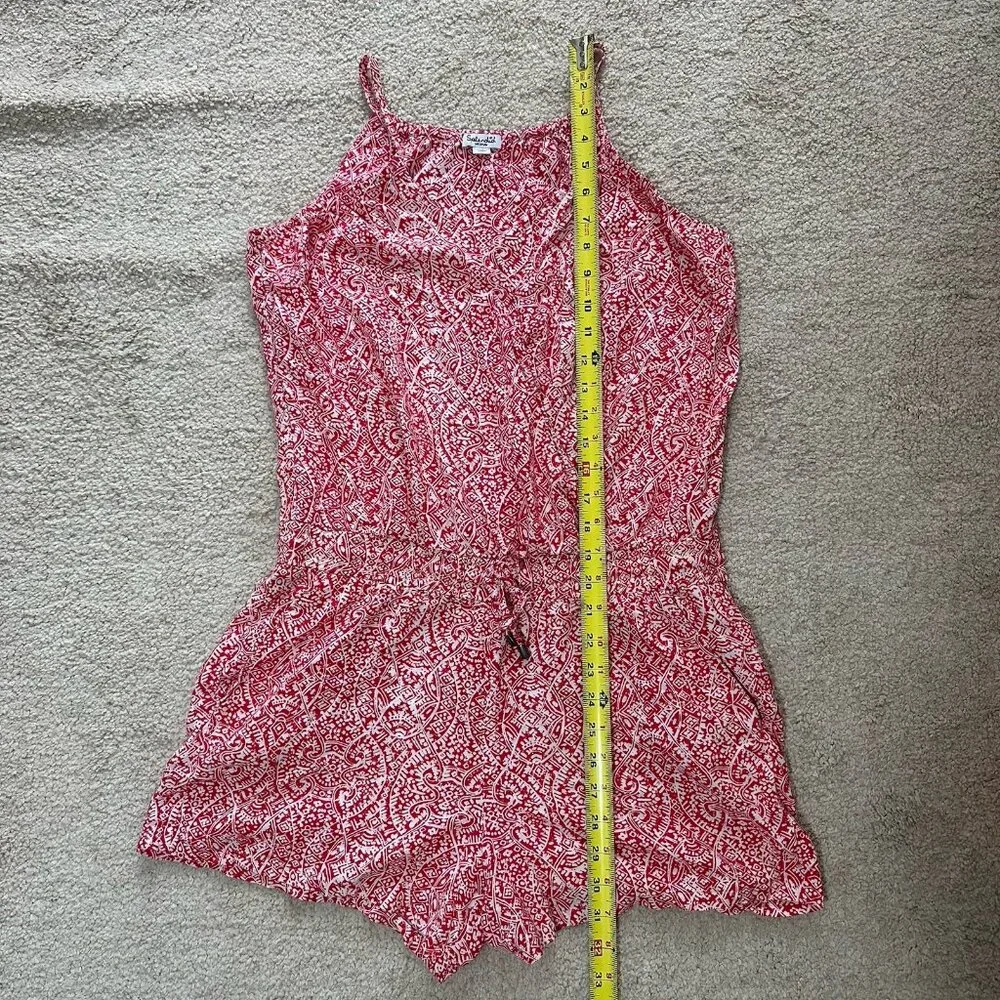 Splendid Romper Women’s Medium Red And White Rayon Drawstring Spaghetti Strap - Picture 12 of 16
